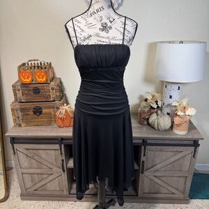 Vintage City Triangles Ruched Bodice Drop Waist Midi Dress Sz M Y2k Fairy